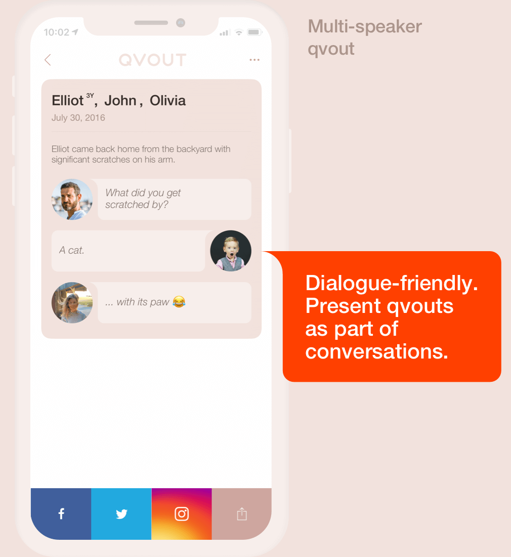 Dialogue-friendly. Present qvouts as part of conversations.